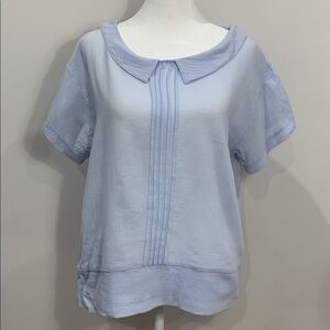 Light blue Peter Pan collar shirt sleeve blouse